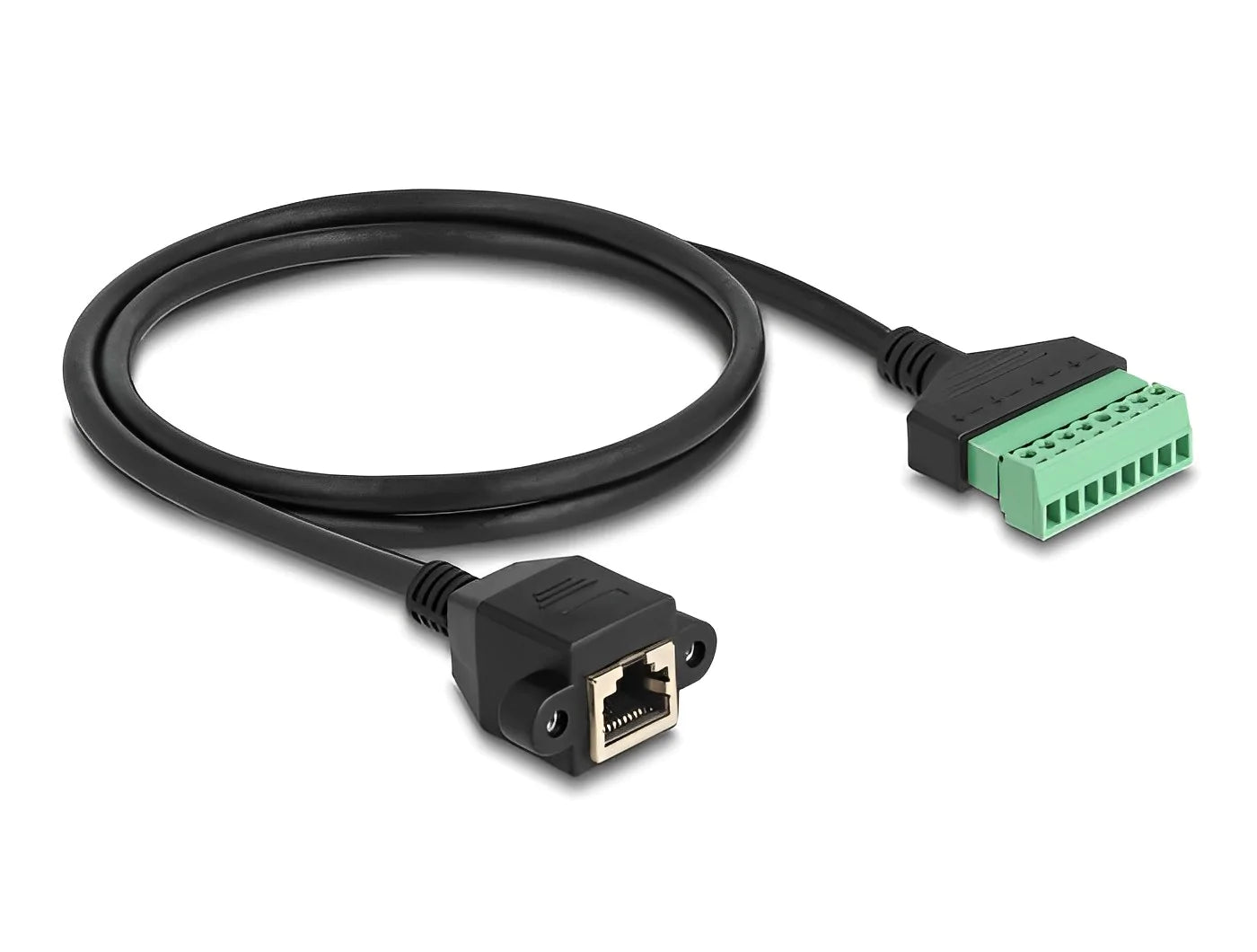 טרמינל בלוק בחיבור הברגה על כבל לשקע רשת RJ45 Cat.6A חיבור לפאנל - delock.israel