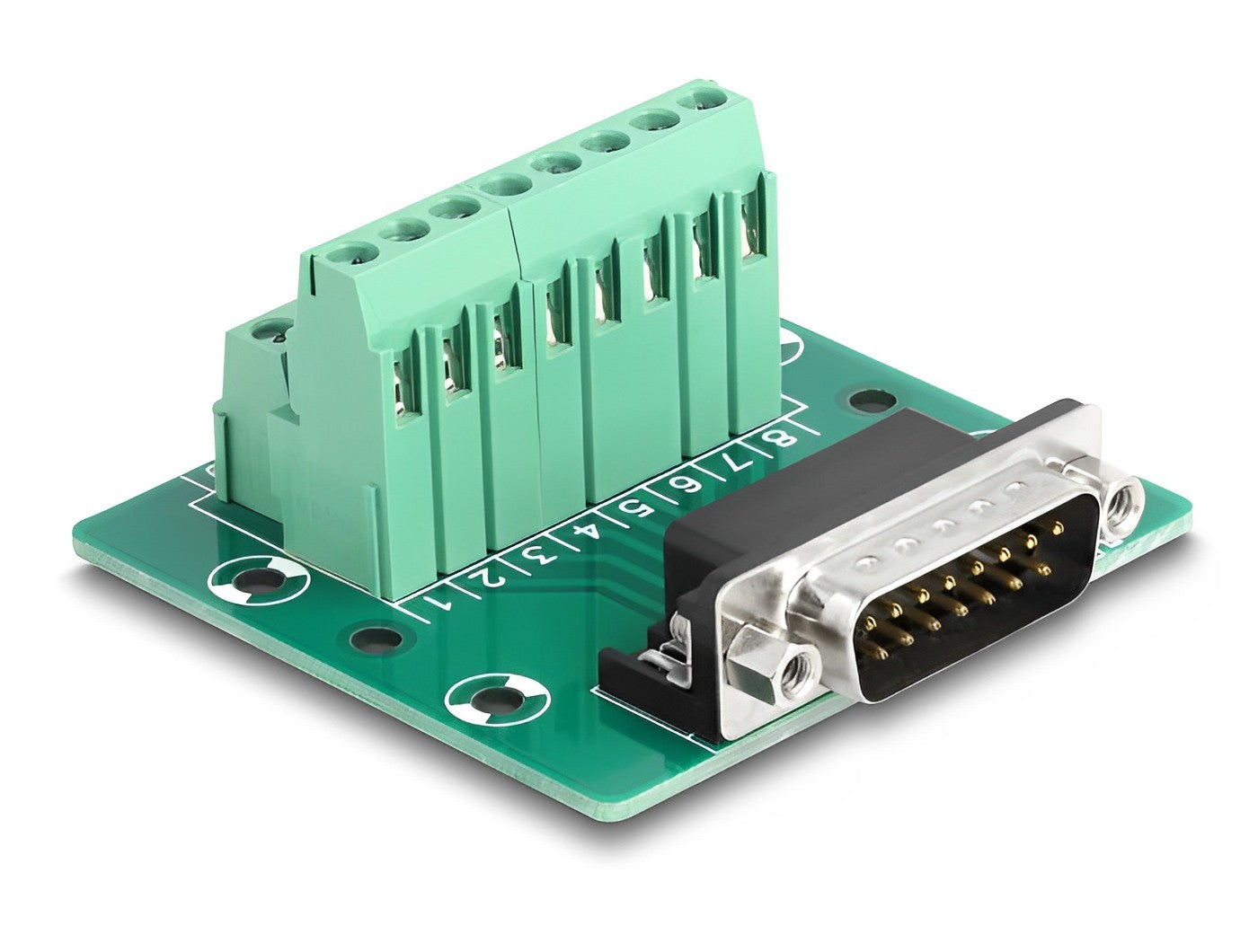 טרמינל בלוק DIN rail בחיבור הברגה לתקע D-Sub 15 pin - delock.israel