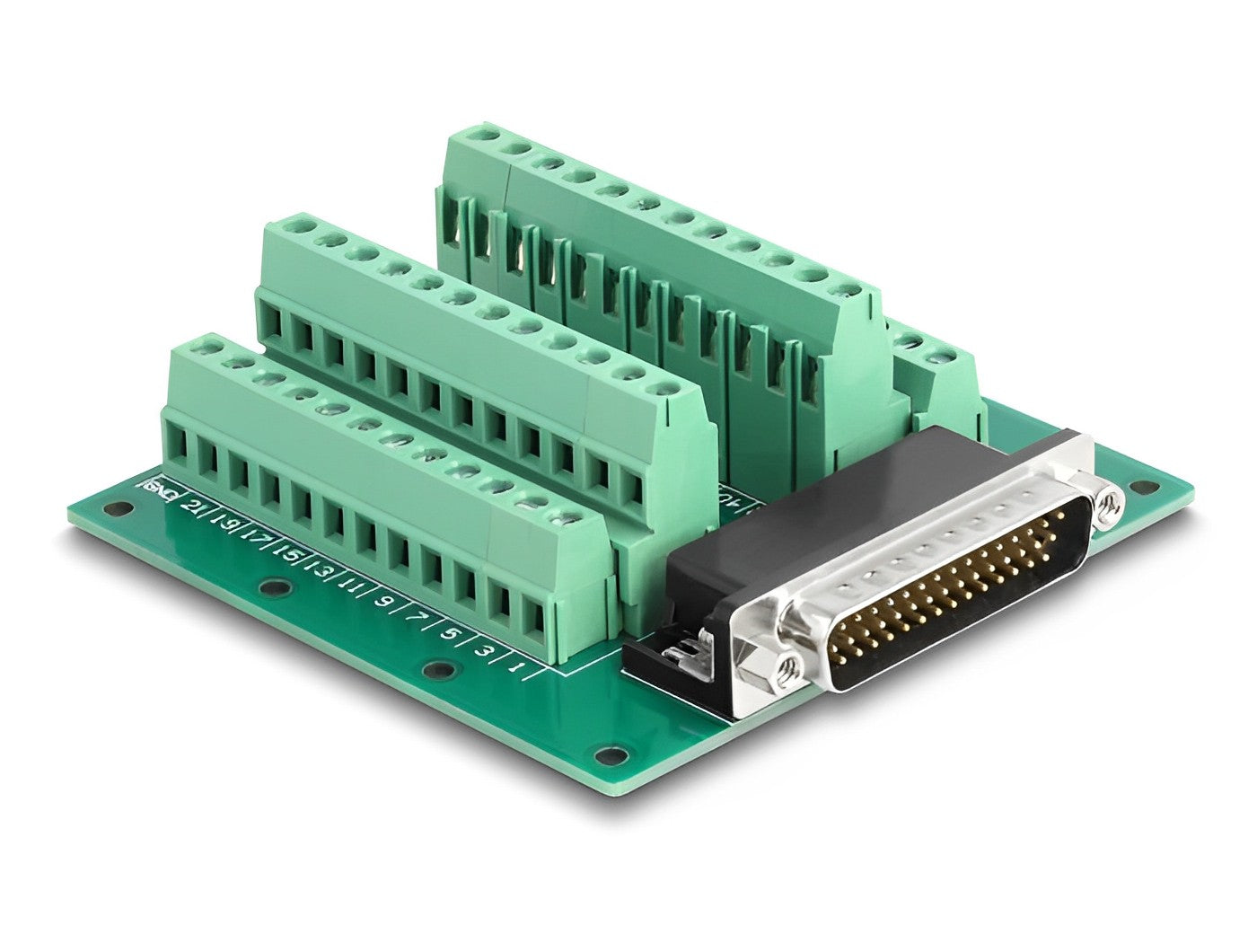 טרמינל בלוק DIN rail בחיבור הברגה לתקע D-Sub HD 44 pin - delock.israel
