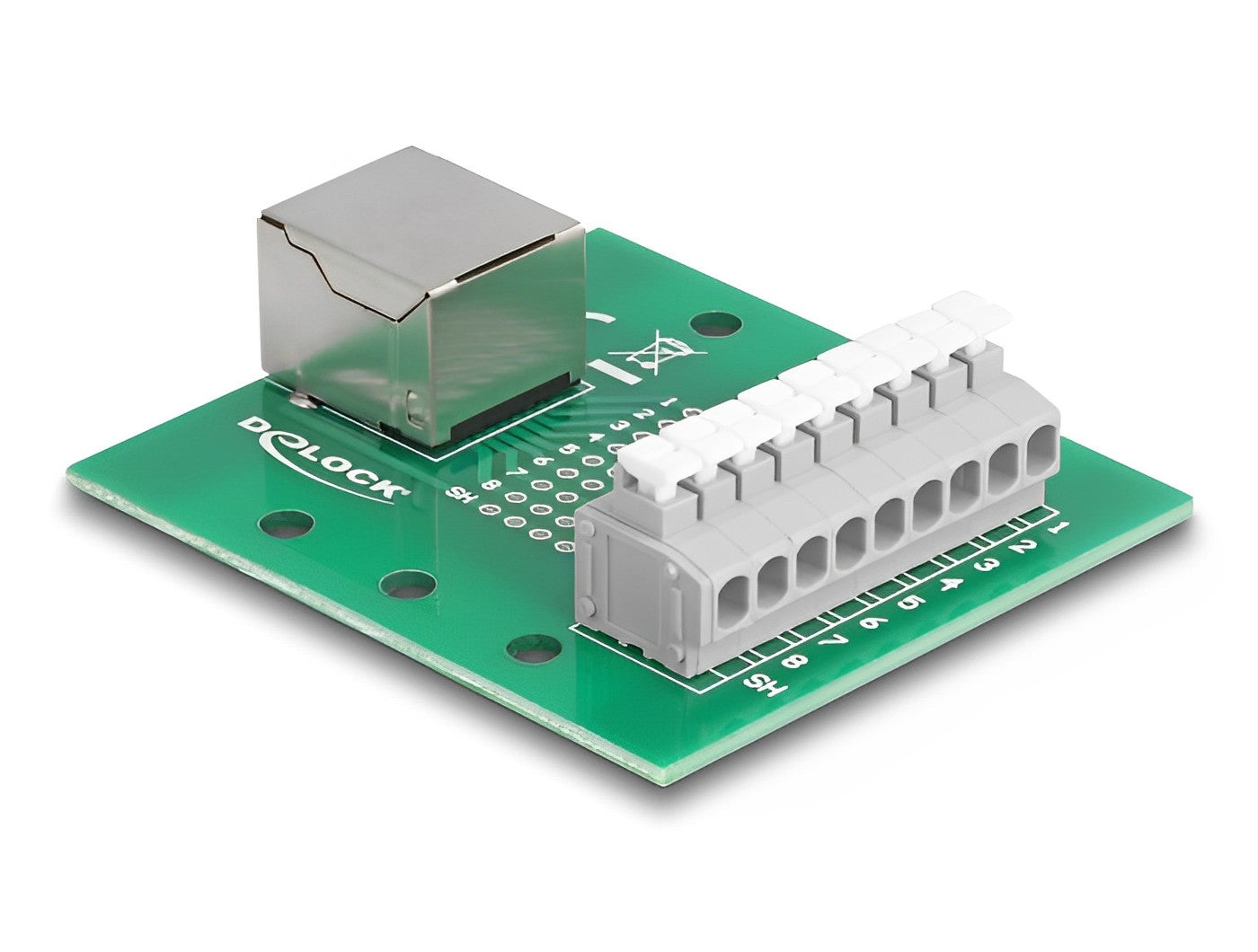 טרמינל בלוק DIN rail בחיבור לחיצה לשקע RJ45 - delock.israel