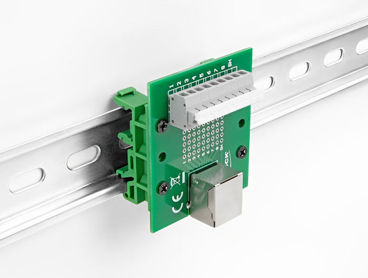 טרמינל בלוק DIN rail בחיבור לחיצה לשקע RJ45 - delock.israel