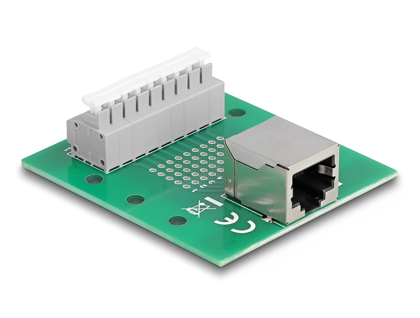 טרמינל בלוק DIN rail בחיבור לחיצה לשקע RJ45 - delock.israel