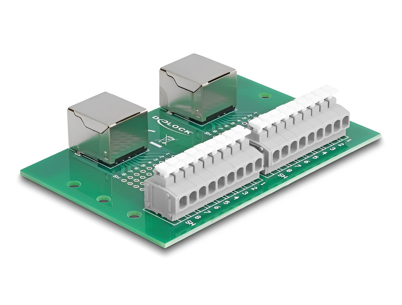 טרמינל בלוק DIN rail בחיבור לחיצה עם 2 יציאות רשת RJ45 נקבה - delock.israel