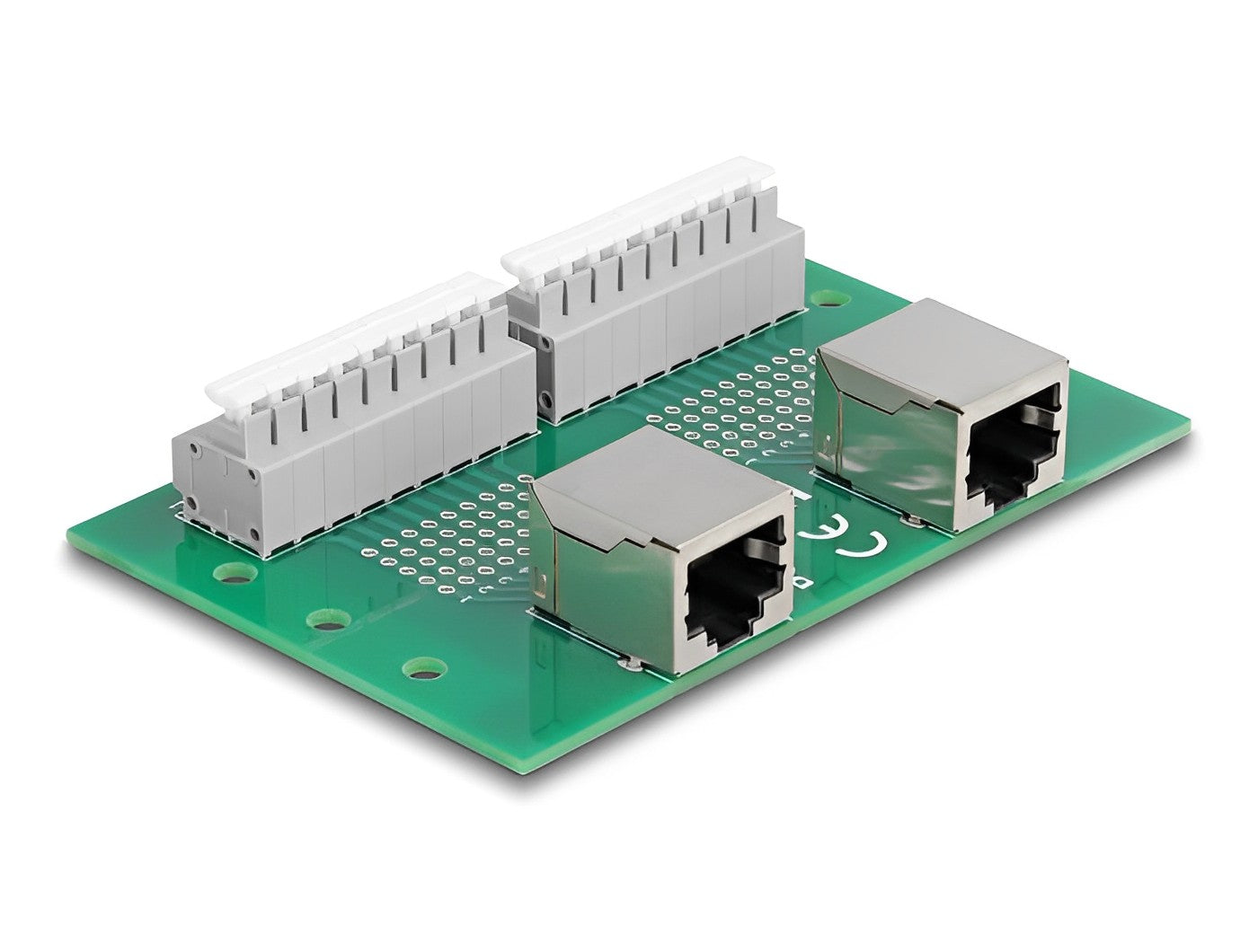 טרמינל בלוק DIN rail בחיבור לחיצה עם 2 יציאות רשת RJ45 נקבה - delock.israel
