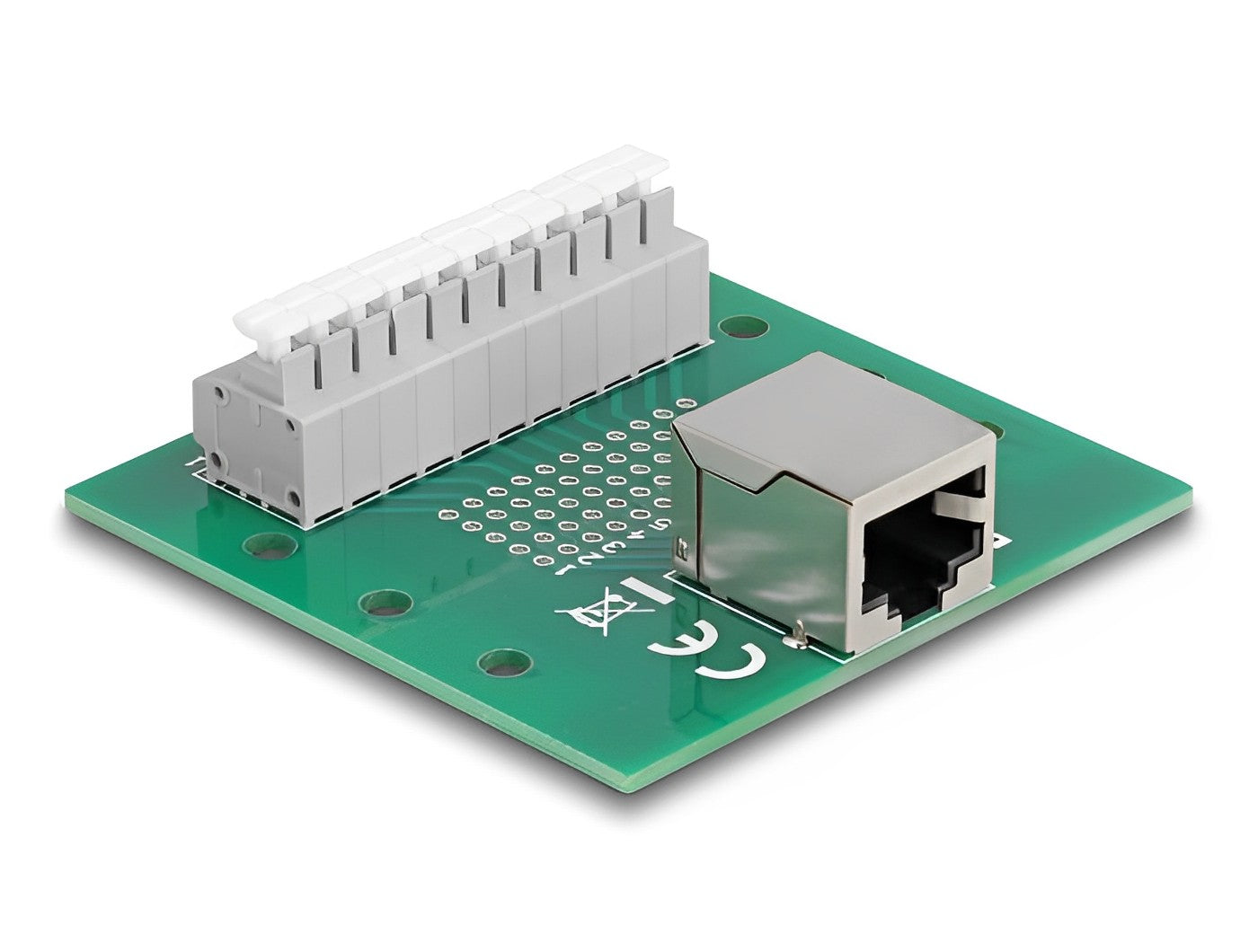 טרמינל בלוק DIN rail בחיבור לחיצה לשקע RJ50 - delock.israel