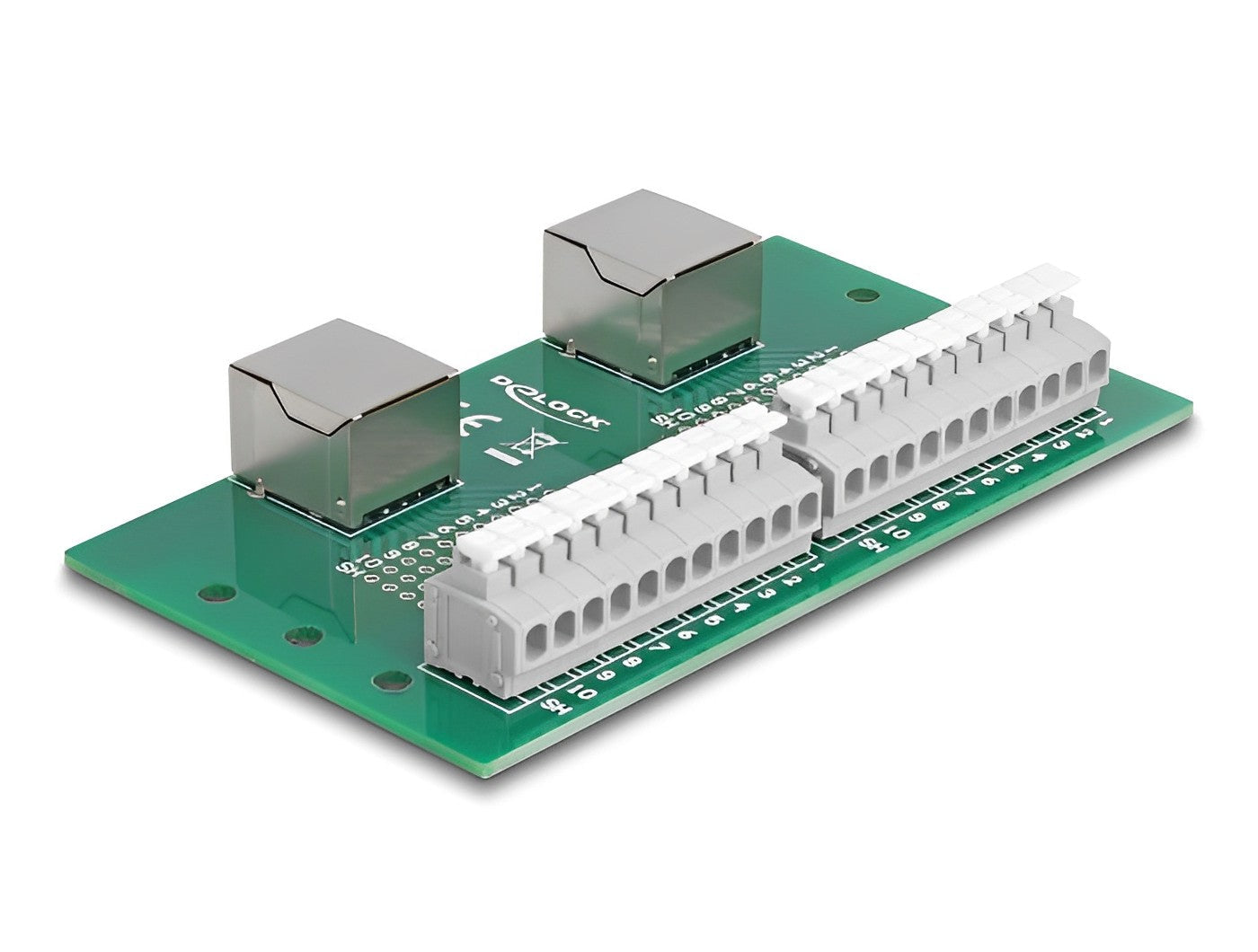 טרמינל בלוק DIN rail בחיבור לחיצה עם 2 יציאות RJ50 נקבה - delock.israel
