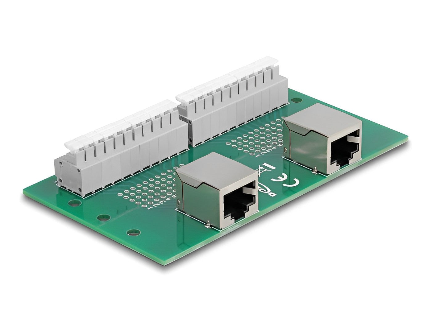 טרמינל בלוק DIN rail בחיבור לחיצה עם 2 יציאות RJ50 נקבה - delock.israel