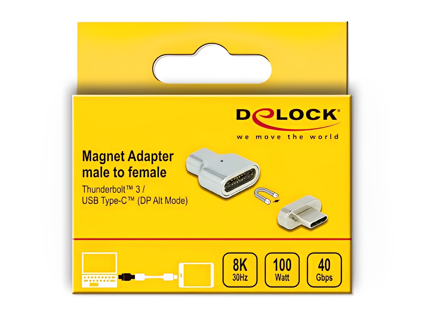 מתאם מגנטי Thunderbolt™ 3 / USB-C ז/נ תומך 8K - delock.israel
