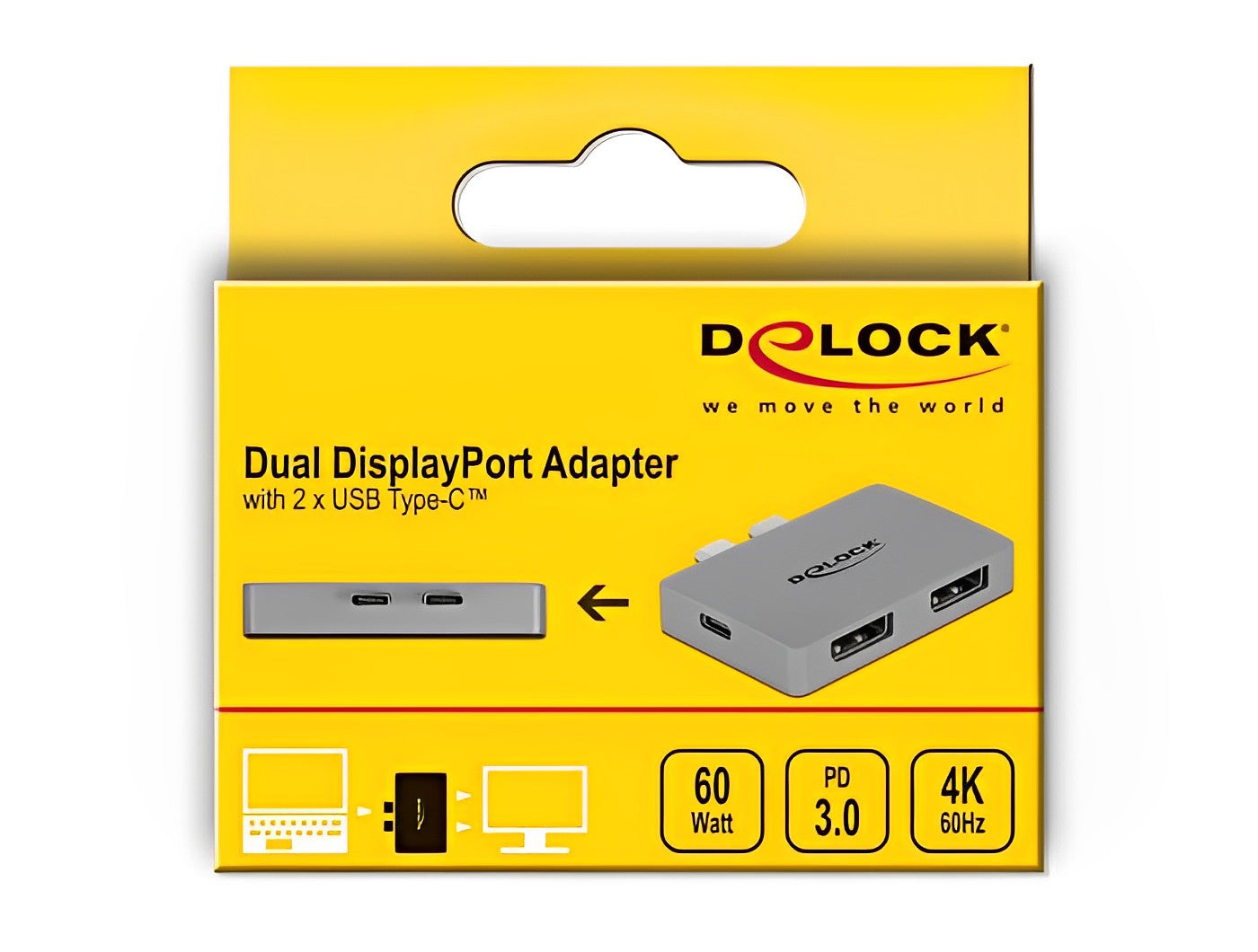 מתאם Thunderbolt™3 עבור MacBook לחיבור 2 מסכים DisplayPort 4K בו זמנית - delock.israel