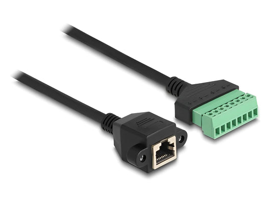 טרמינל בלוק בחיבור הברגה על כבל לשקע רשת RJ45 Cat.6A חיבור לפאנל - delock.israel
