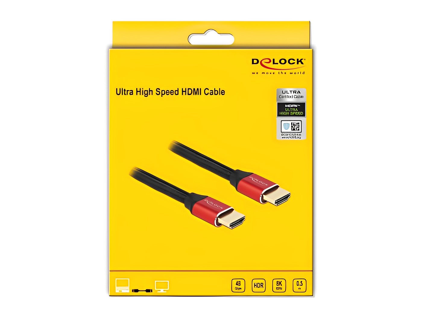 כבל HDMI 8K Certified ז/ז 60 הרץ תומך Dynamic HDR צבע אדום - delock.israel