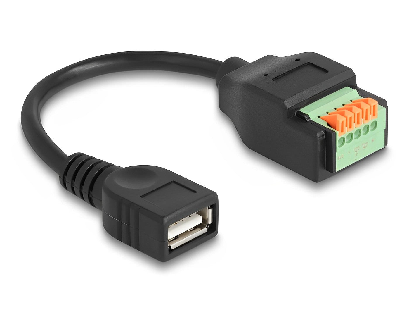 מתאם טרמינל בלוק בלחיצה על כבל קצר 15 ס"מ לשקע USB-A 2.0 - delock.israel