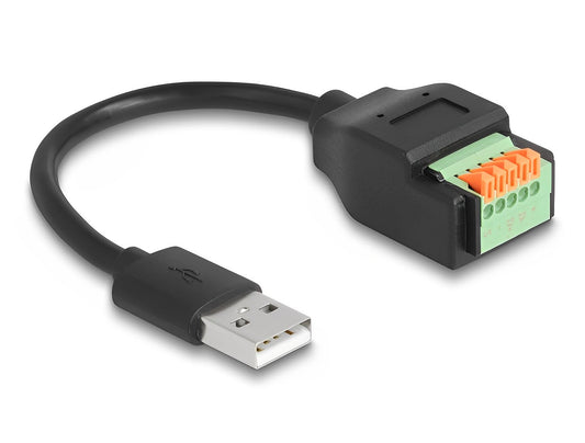 מתאם טרמינל בלוק בלחיצה על כבל קצר 15 ס"מ לתקע USB-A 2.0 - delock.israel