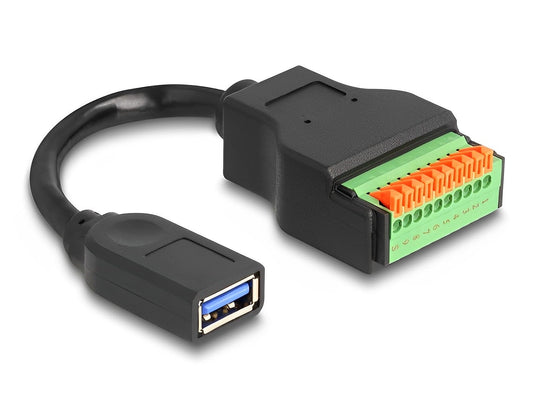 מתאם טרמינל בלוק בלחיצה על כבל קצר 15 ס"מ לשקע USB-A 3.2 Gen 1 - delock.israel