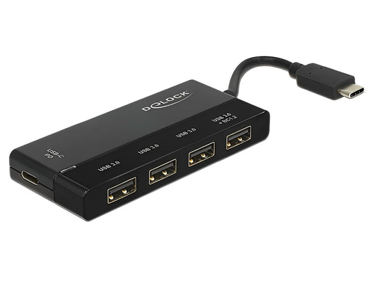 מפצל USB-C 3.1 5Gbps PD 60Watt עם 4 פורט USB-A - delock.israel