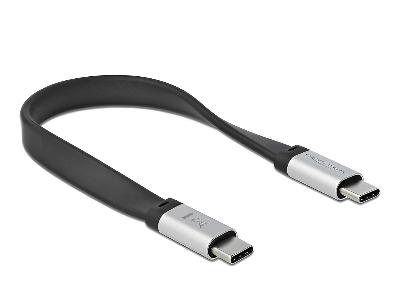 כבל USB-C 3.2 Gen 2 FPC שטוח ז/ז PD 3A E-Marker אורך 22 ס"מ - delock.israel