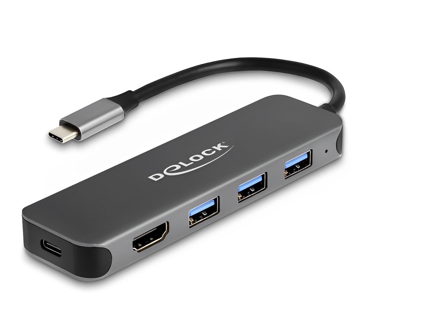 מפצל USB-C 3.2 5Gbps PD 85Watt עם 3 יציאות USB-A ושקע HDMI 4K לחיבור מסך - delock.israel