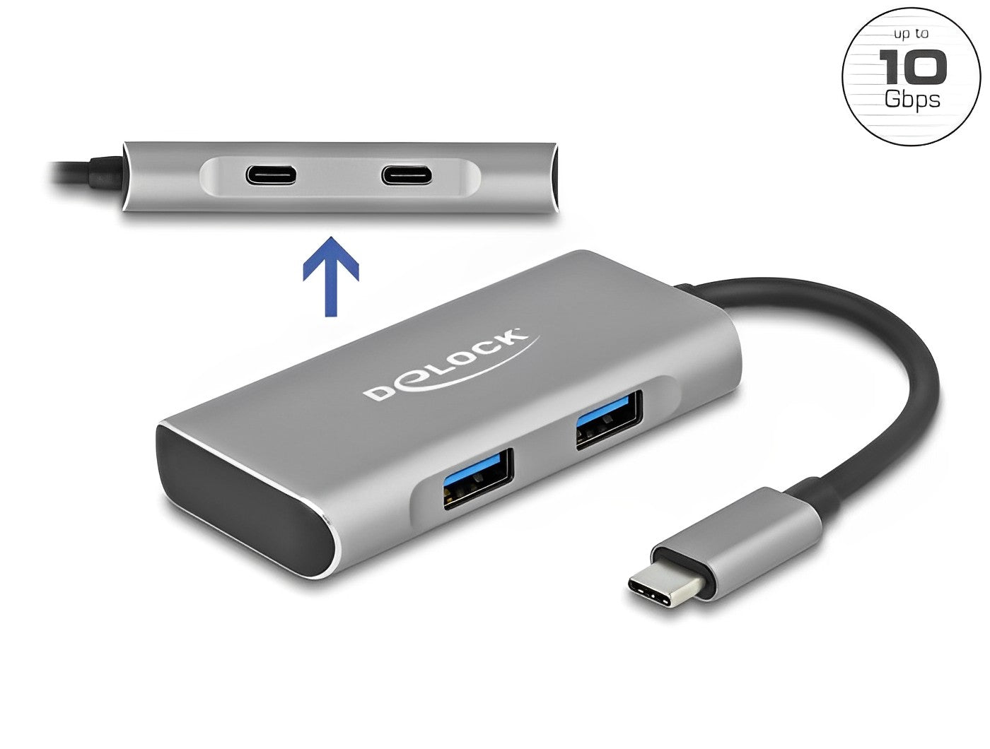 מפצל USB-C 3.2 Gen 2 10Gbps עם 4 פורט USB-A/C - delock.israel