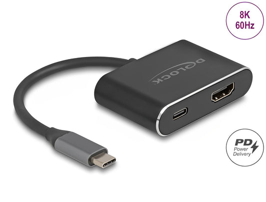 מתאם תצוגה USB-C לחיבור מסך HDMI 8K HDR תומך PD 100 W - delock.israel