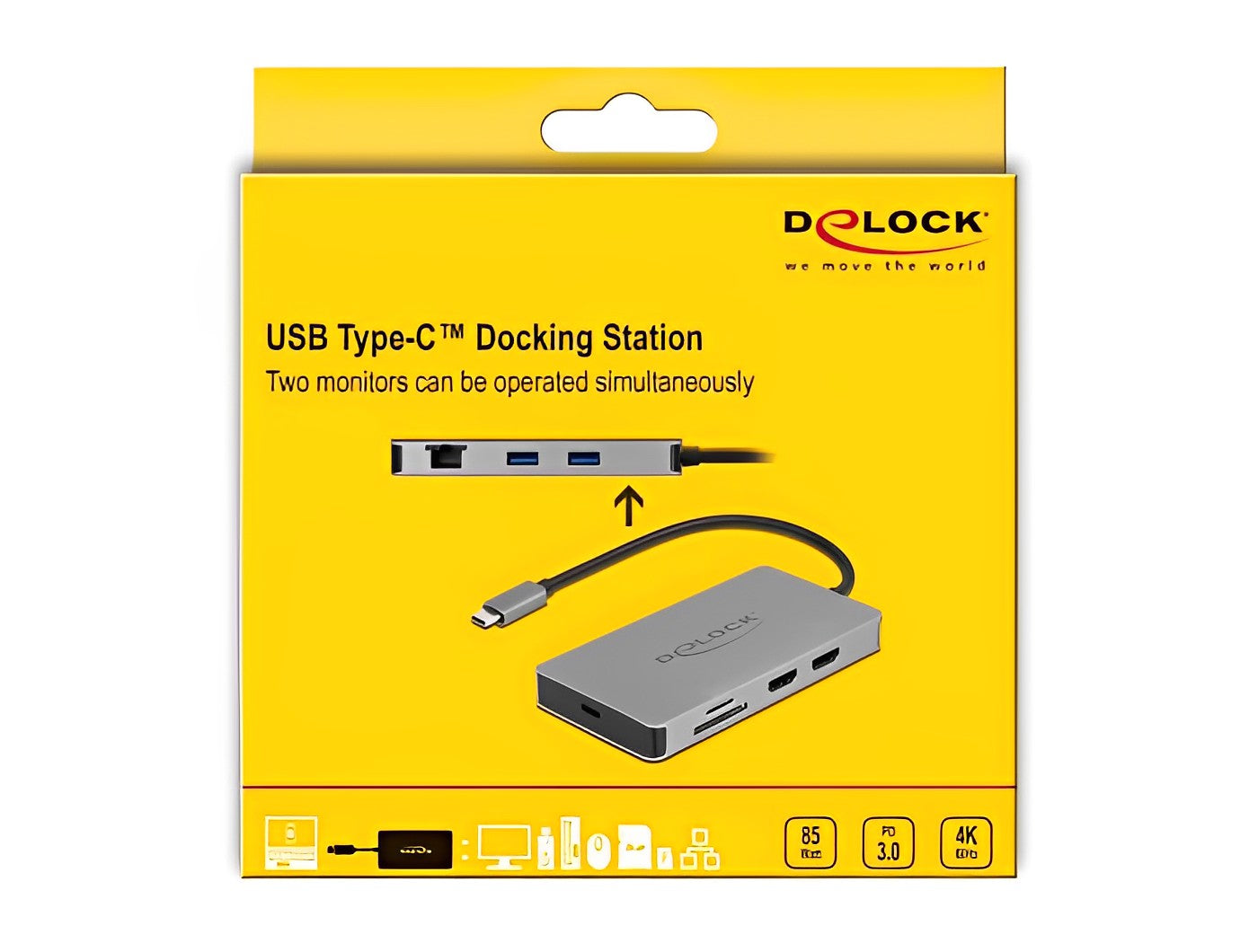 תחנת עגינה USB-C למחשב נייד עם חיבור ל- 2 מסכים HDMI 4K בו זמנית - delock.israel
