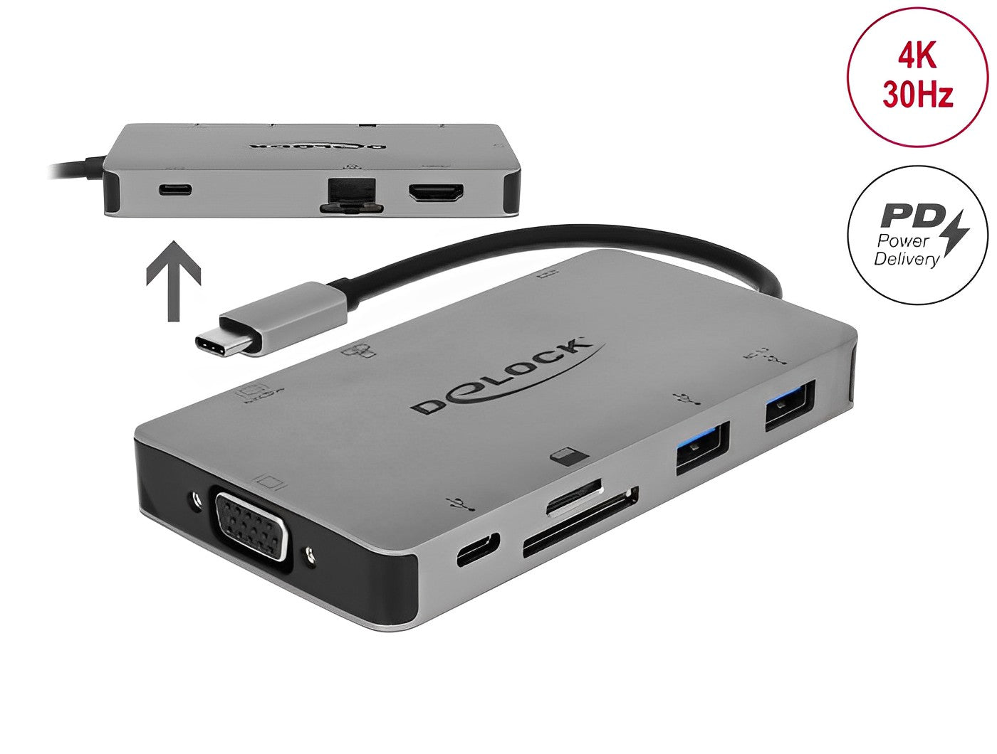 תחנת עגינה USB-C למחשב נייד עם חיבור למסכך HDMI 4K - delock.israel