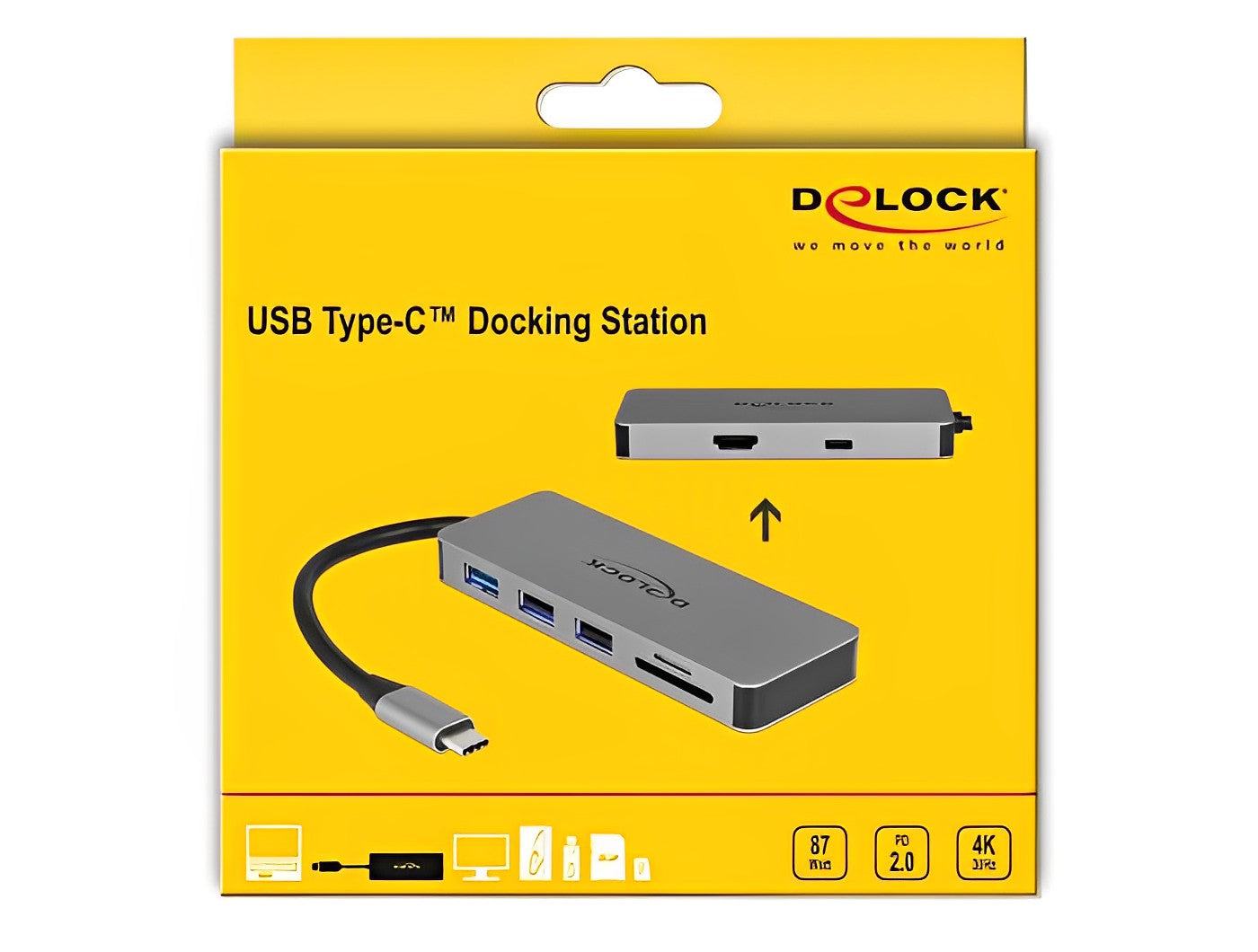 תחנת עגינה USB-C LED illumination למחשב נייד עם חיבור למסכך HDMI 4K - delock.israel