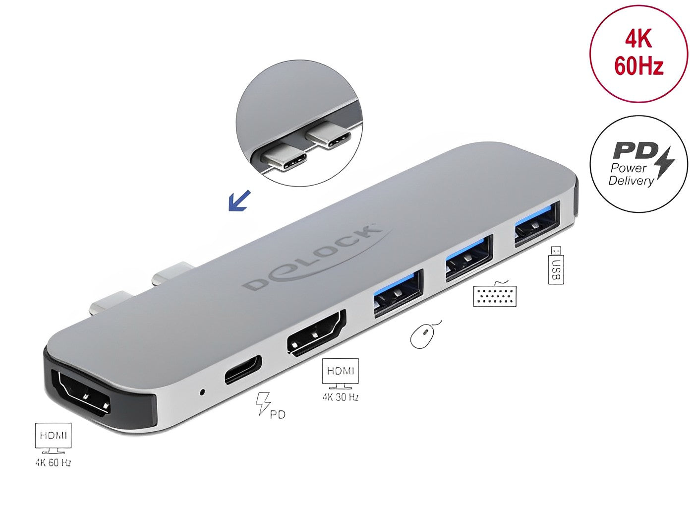 תחנת עגינה Thunderbolt™3 למחשב נייד MacBook עם חיבור ל-2 מסכים בו זמנית - delock.israel