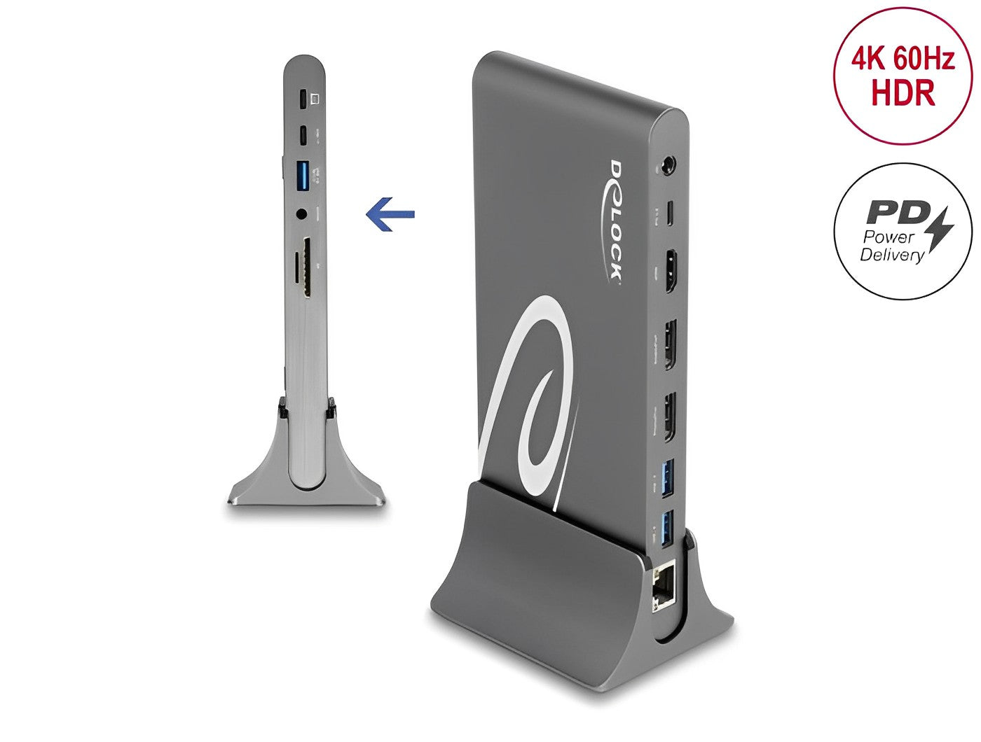 תחנת עגינה USB-C DP 1.4 למחשב נייד עם חיבור ל- 3 מסכים HDMI / DP 4K בו זמנית - delock.israel