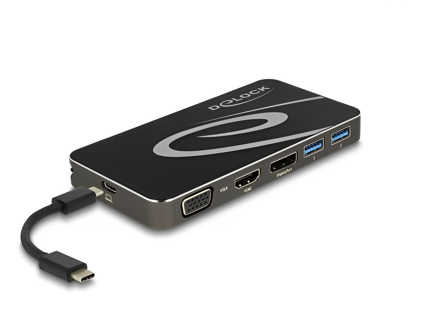 תחנת עגינה USB-C למחשב נייד עם חיבור ל- 3 מסכים VGA / HDMI / DP 4K בו זמנית - delock.israel