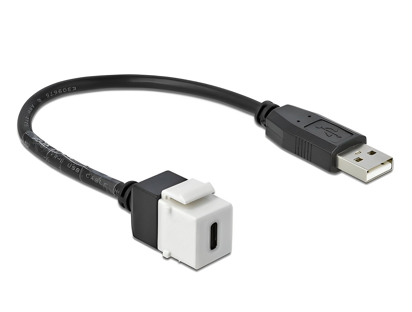 מתאם קיסטון USB 2.0 תקע USB-A לשקע USB-C על כבל 25 ס"מ - delock.israel