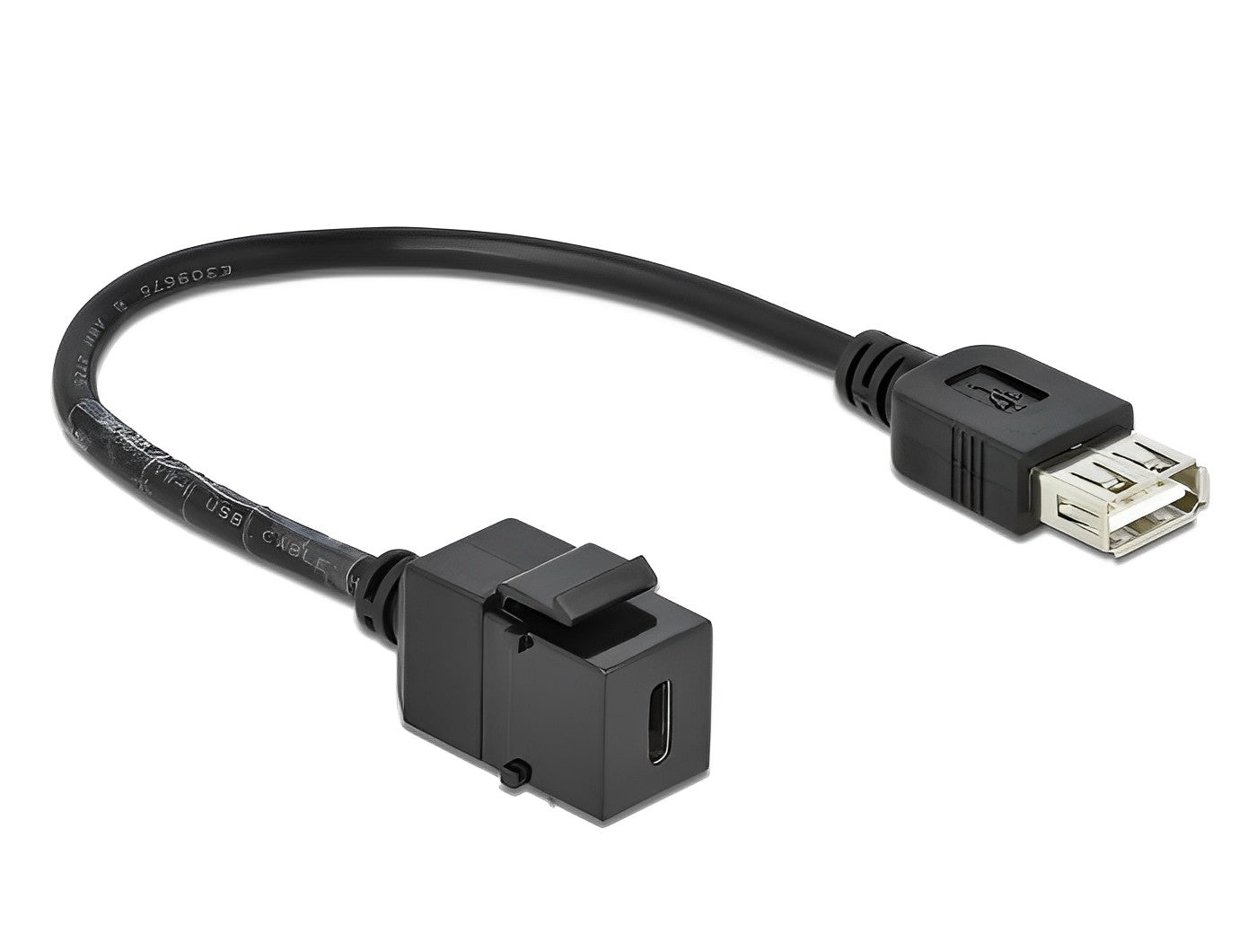 מתאם קיסטון USB 2.0 שקע USB-A לשקע USB-C על כבל 25 ס"מ - delock.israel