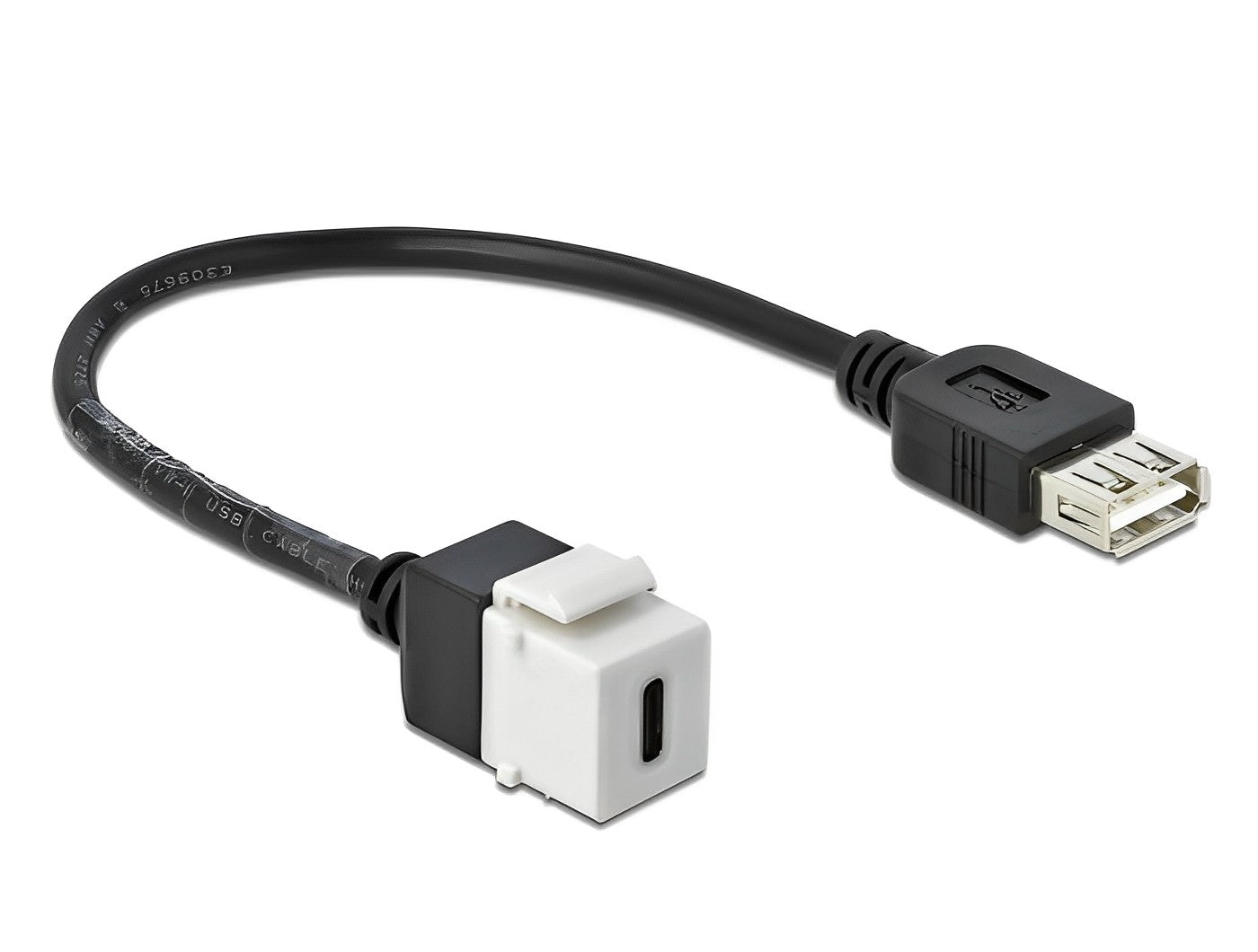 מתאם קיסטון USB 2.0 שקע USB-A לשקע USB-C על כבל 25 ס"מ - delock.israel