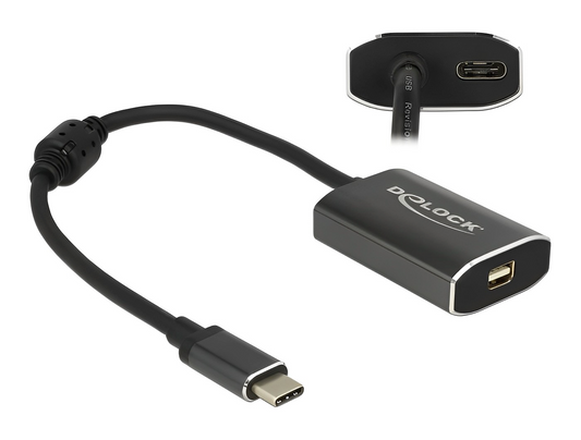 מתאם תצוגה USB-C לחיבור מסך מיני DisplayPort 4K 60 Hz תומך PD 60 W - delock.israel