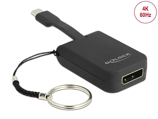 מתאם תצוגה Key Chain USB-C לחיבור מסך DisplayPort 4K תומך 60 הרץ - delock.israel