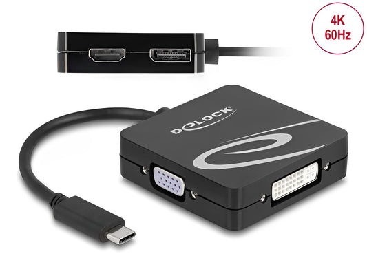 מתאם תצוגה USB-C לחיבור מסכים VGA / DVI / HDMI 4K / DisplayPort 4K - delock.israel