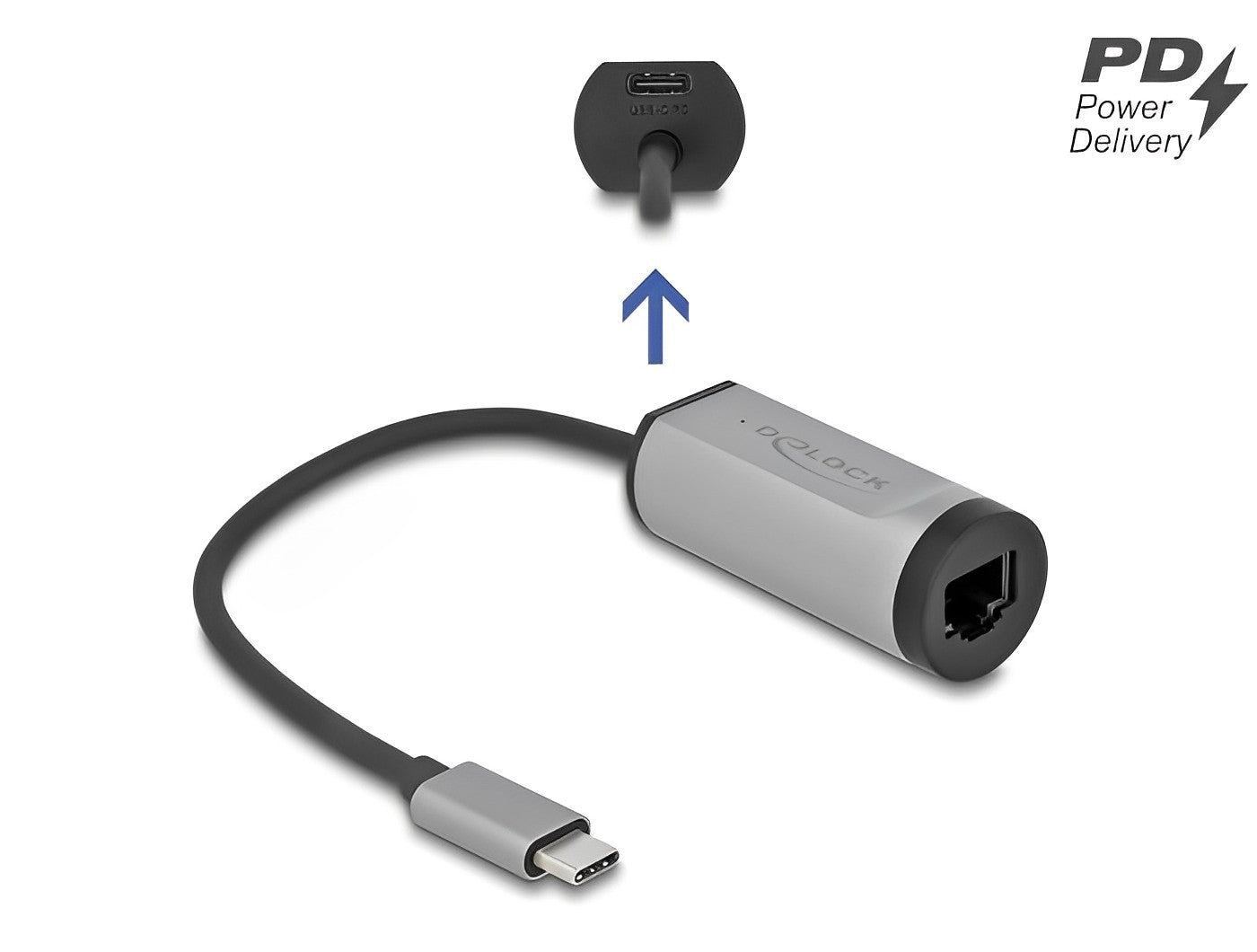 מתאם רשת USB-C לשקע RJ45 Gigabit 10/100/1000 תומך PD 100 W - delock.israel