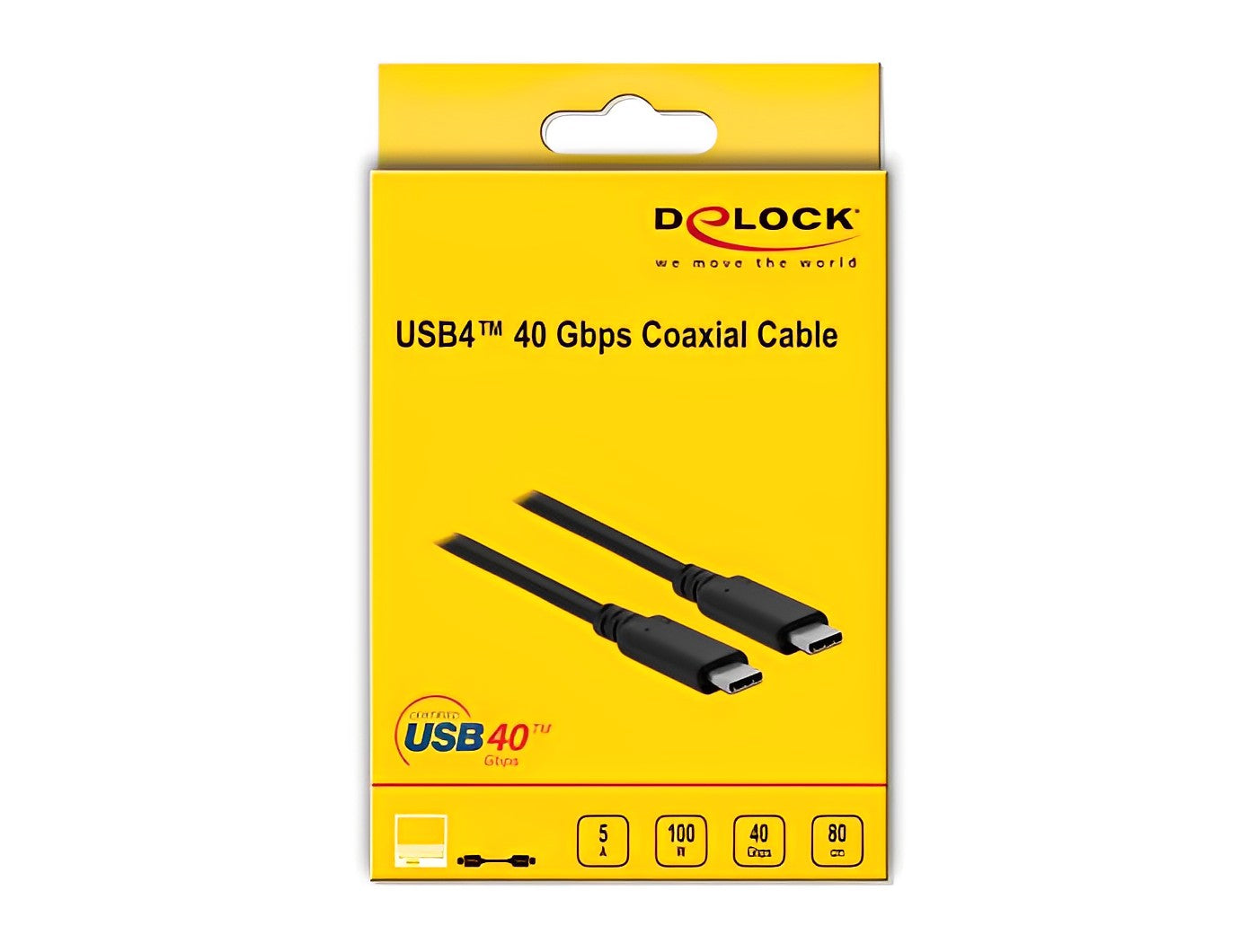 כבל קואקסיאלי Thunderbolt/USB4™ 8K Certified ז/ז 5A 100 watt תומך 40Gb/s אורך 80 ס"מ - delock.israel