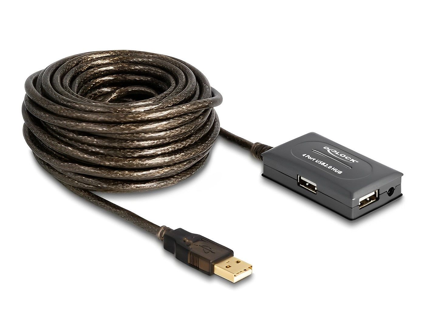 מפצל USB 2.0 אקטיבי עם 4 יציאות על כבל אורך 10 מטר - delock.israel