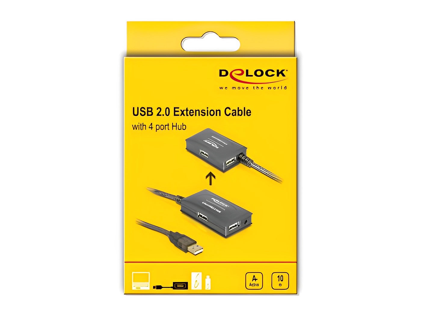 מפצל USB 2.0 אקטיבי עם 4 יציאות על כבל אורך 10 מטר - delock.israel