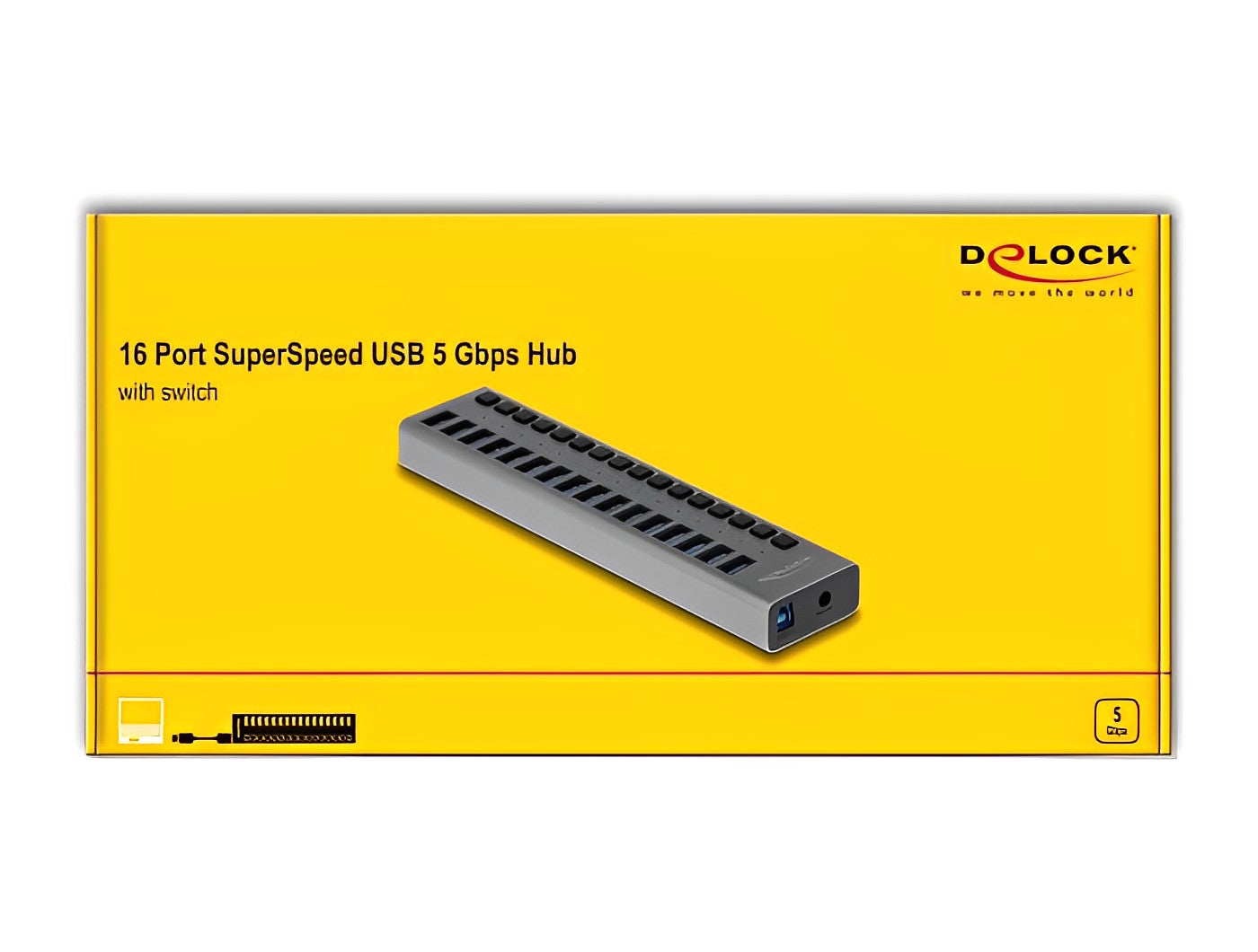 מפצל USB 3.0 5Gbps אקטיבי 16 יציאות USB-A עם מפסקים - delock.israel