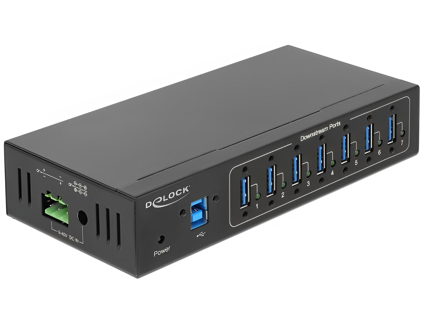 מפצל תעשייתי USB 3.0 5Gbps 15kV ESD אקטיבי עם 7 יציאות USB-A- delock.israel