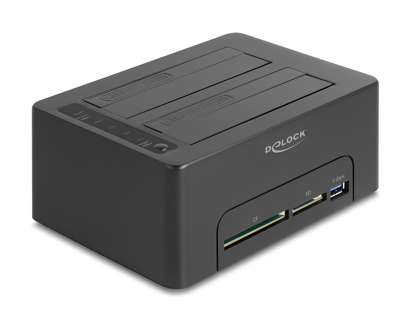 תחנת עגינה USB 3.2 Gen 1 עבור 2 כונני SATA 2.5″/ 3.5″ עם פונקציית שכפול וקורא כרטיסים - delock.israel