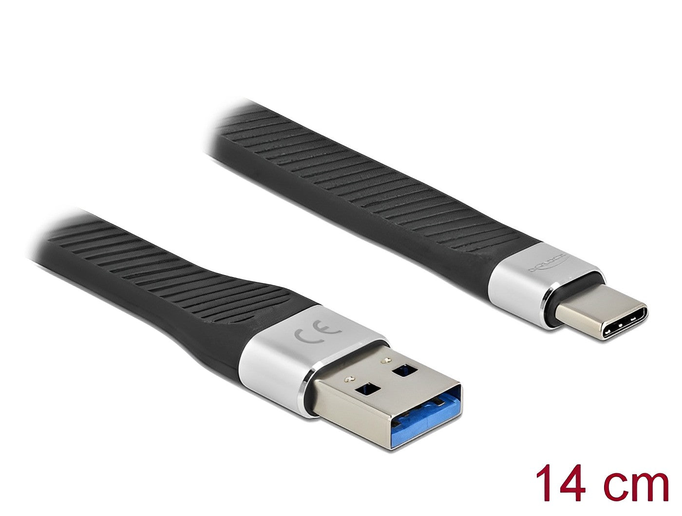כבל USB 3.2 Gen 1 5Gbps שטוח תקע USB-C לתקע USB-A תומך PD 3 A - delock.israel