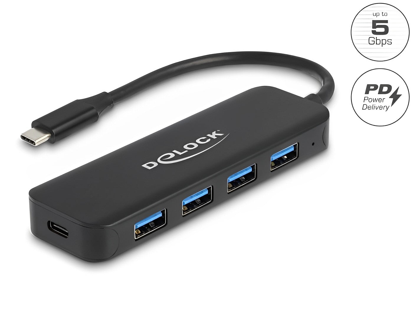מפצל USB-C 3.2 5Gbps PD 85Watt עם 4 פורט USB-A - delock.israel