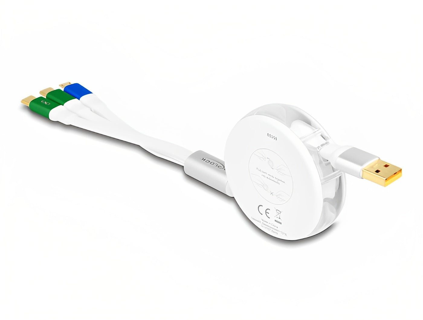 כבל טעינה ונתונים נמתח תקע USB-A לתקע מיקרו USB-C x 2 + USB - delock.israel