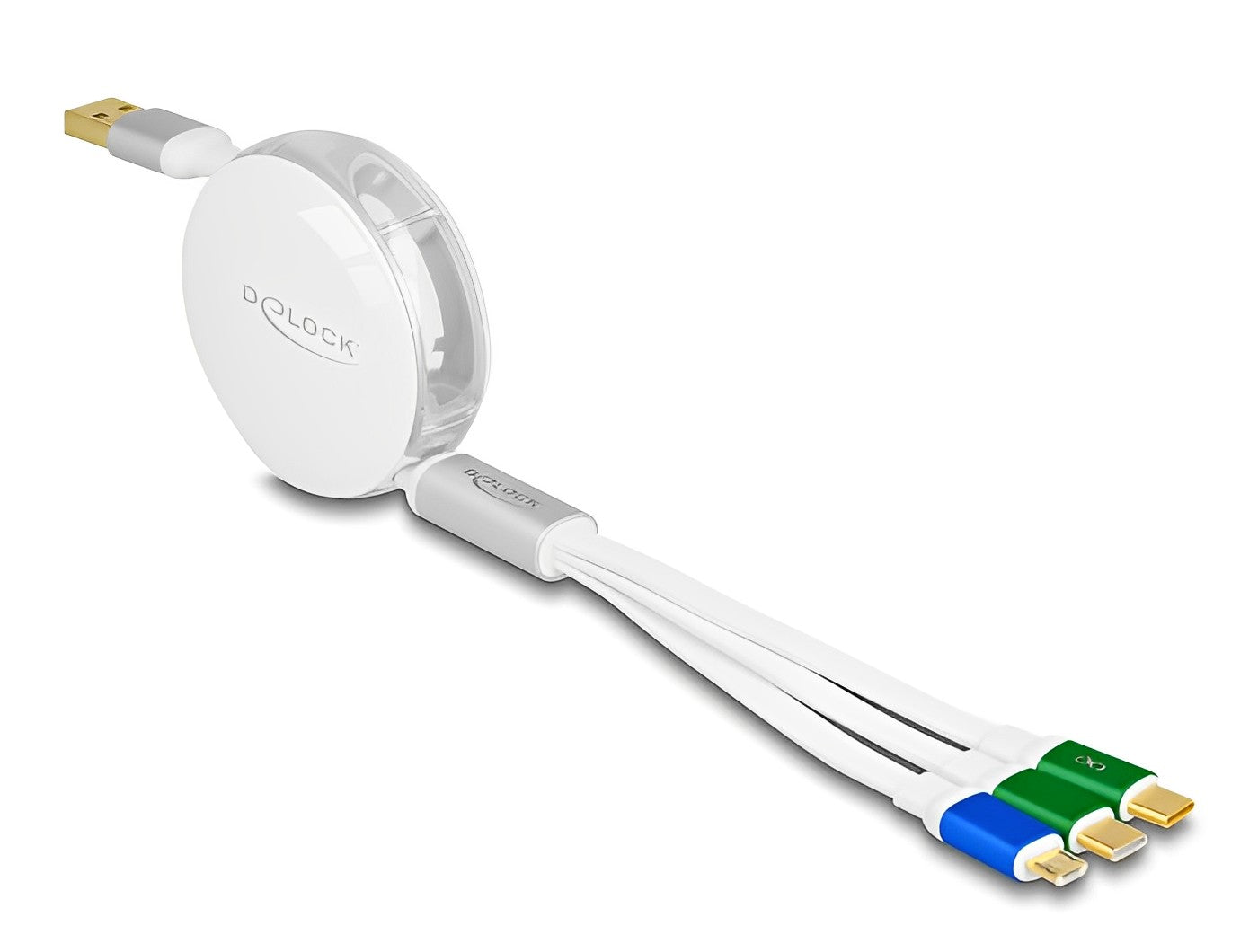 כבל טעינה ונתונים נמתח תקע USB-A לתקע מיקרו USB-C x 2 + USB - delock.israel