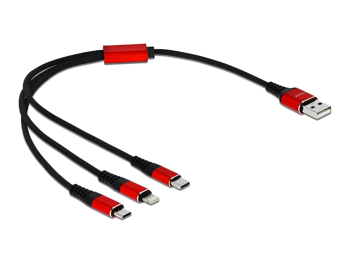 כבל טעינה תקע USB-A לתקע Lightning + מיקרו USB-C + USB - delock.israel