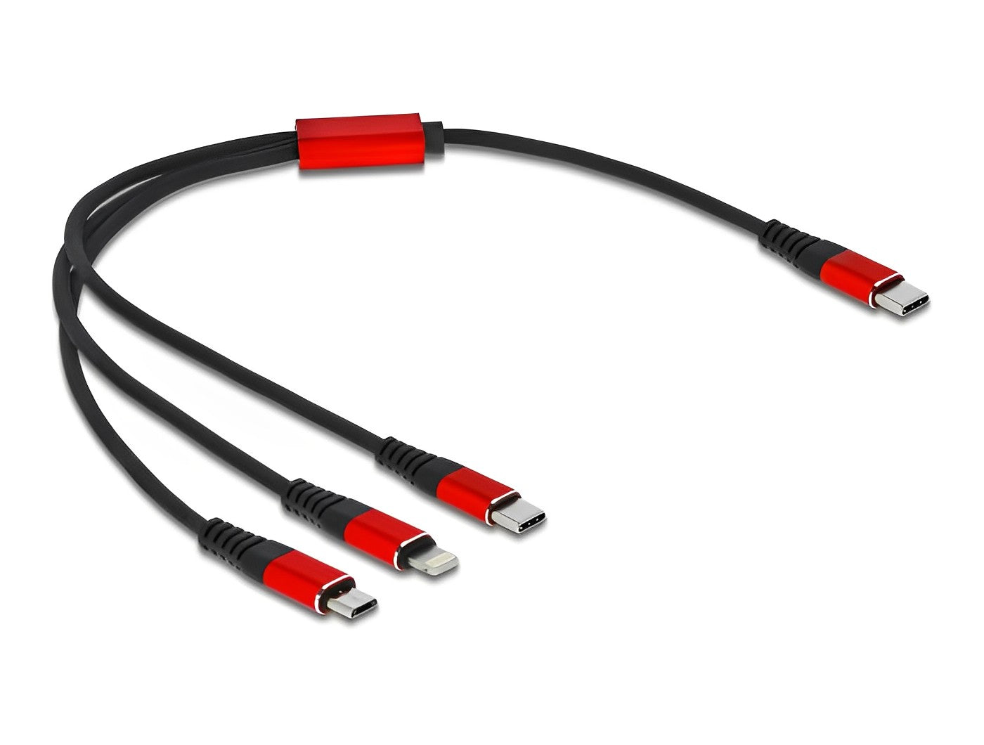 כבל טעינה תקע USB-C לתקע Lightning + מיקרו USB-C + USB - delock.israel
