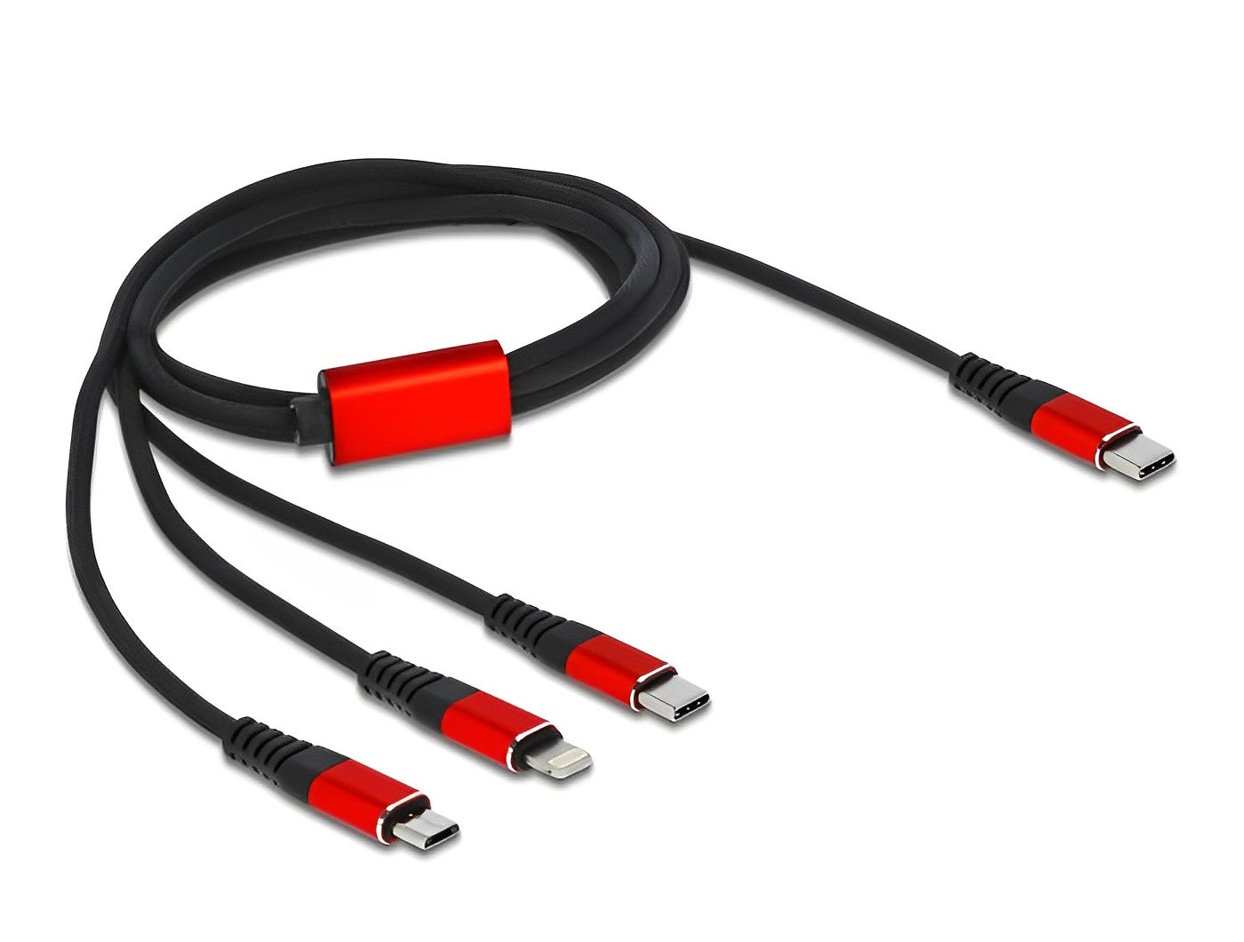 כבל טעינה תקע USB-C לתקע Lightning + מיקרו USB-C + USB - delock.israel