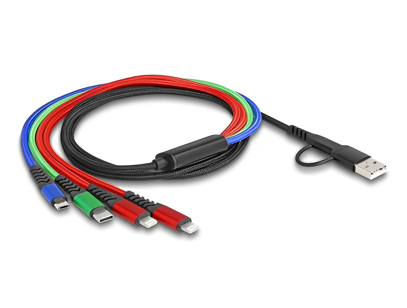 כבל טעינה תקע USB-A / USB-C לתקע USB-C + מיקרו Lightning x 2 + USB - delock.israel